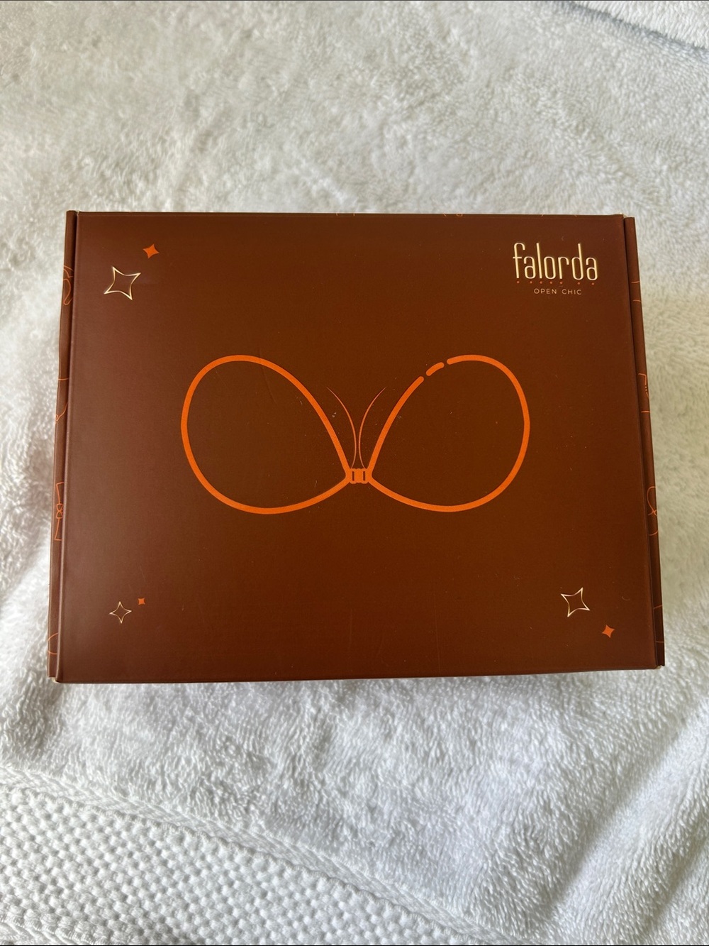Falorda Strapless Adhesive Bandeau in Brown with Orange Accent